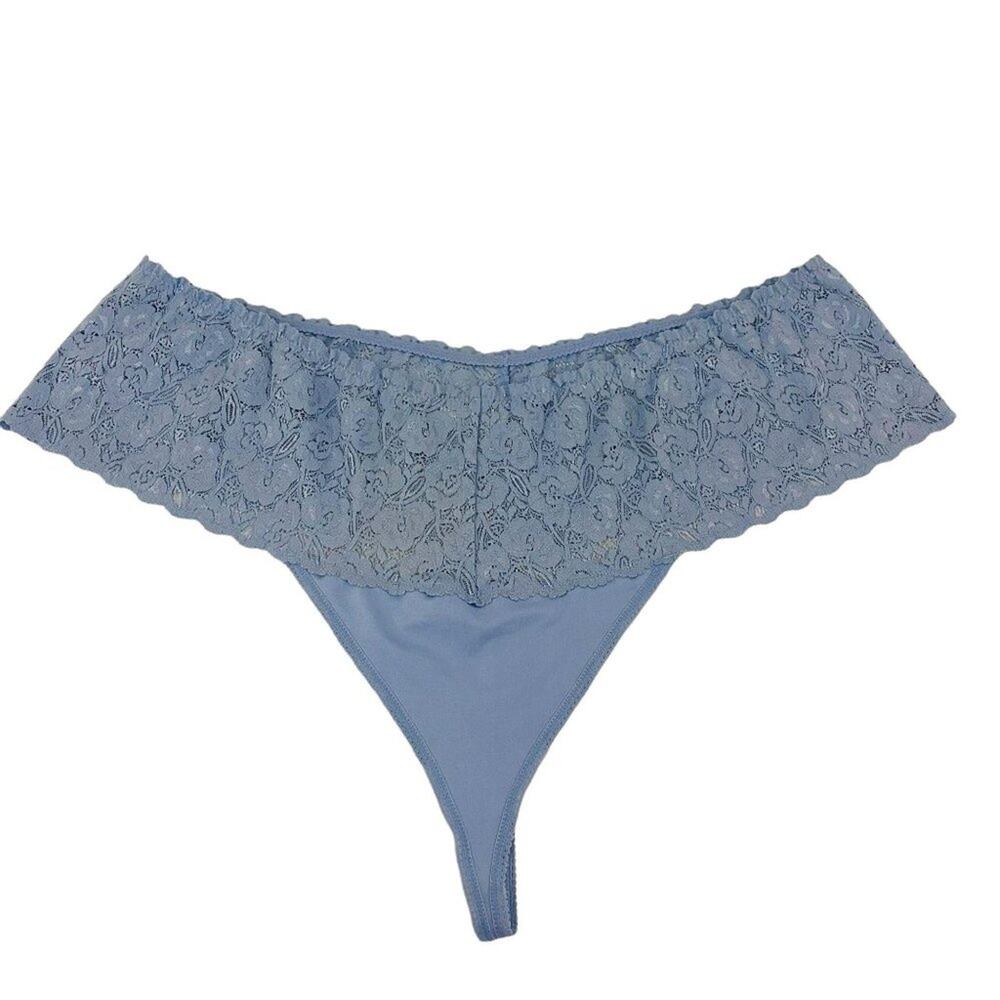 Avenue Body Pale Blue Lace Waist Thong Panty Womens Plus Size 30/32